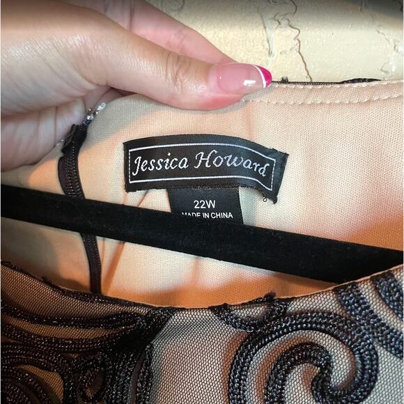 Jessica Howard NWT Black Embellished Lace Tiered Cocktail Dress - Size 22W - Picture 5 of 14